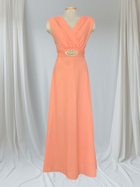Wards Dresses & Skirts - Vintage 1970's Formal Dress Size S Bridesmaid Prom Dress Coral Orange Sleeveless